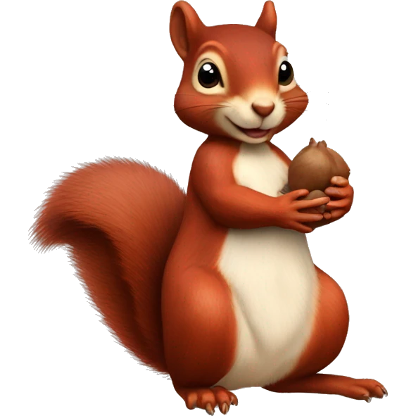 Realistic red Mama squirrel holding hand of child squirrel emoji
