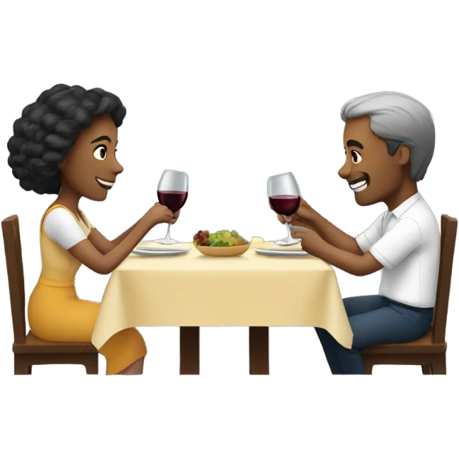 Couple having dinner with wine at the table emoji