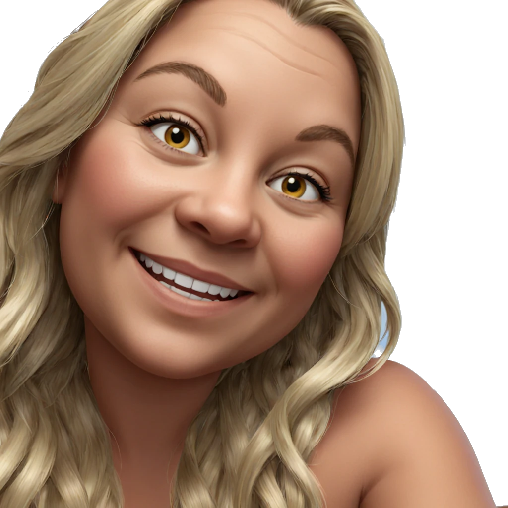 blonde girl with warm smile emoji