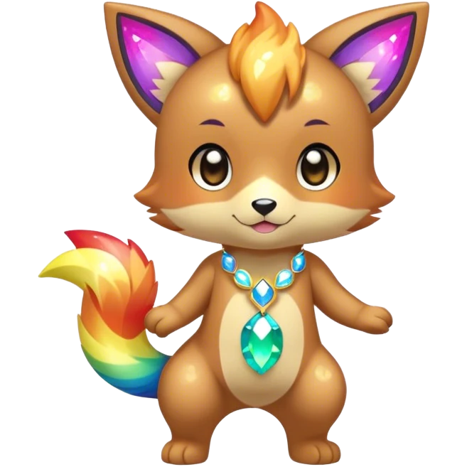 Cute Kawaii Chibi Anthro Sona Pretty Shiny Colorful Sparkly Fakemon Full Body emoji