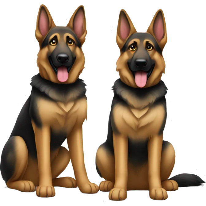 Two German shepherd dogs sitting full body emoji