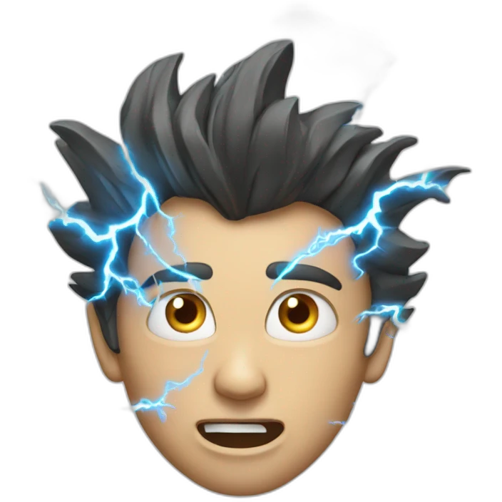guy with much energy. Has lightning in his eye and around him, looks like he is about to explode and run emoji