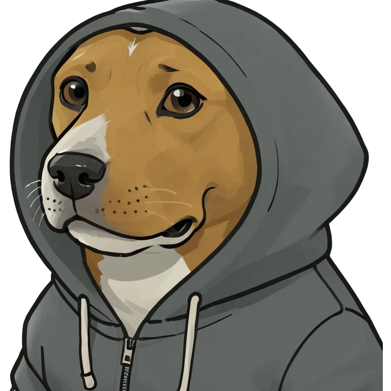 Dog wearing a hoodie emoji