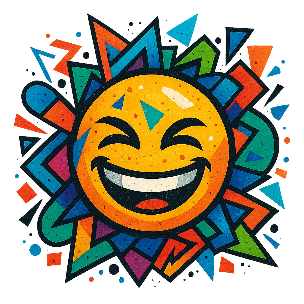 graffiti style emoji, abstract, geometric shapes, vibrant colors, dynamic composition emoji