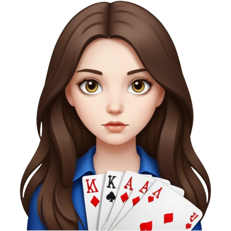  beautiful pale brunette girl with long hair poker face emoji