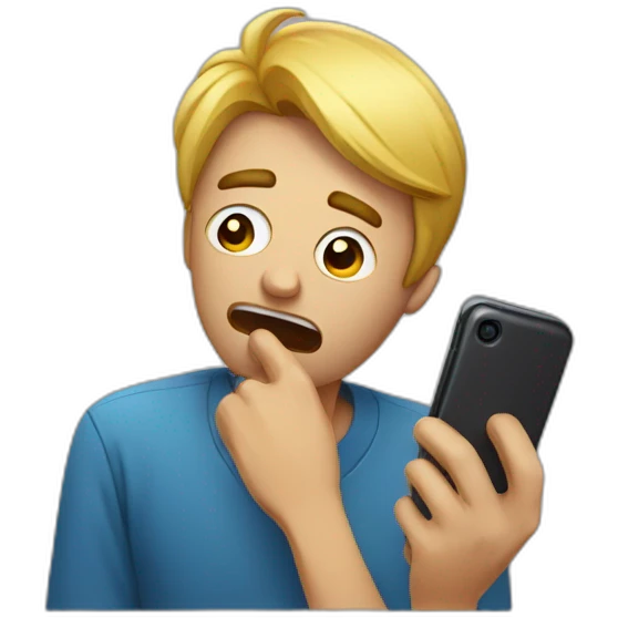 sad man taking a selfie wiith his phone while crying emoji