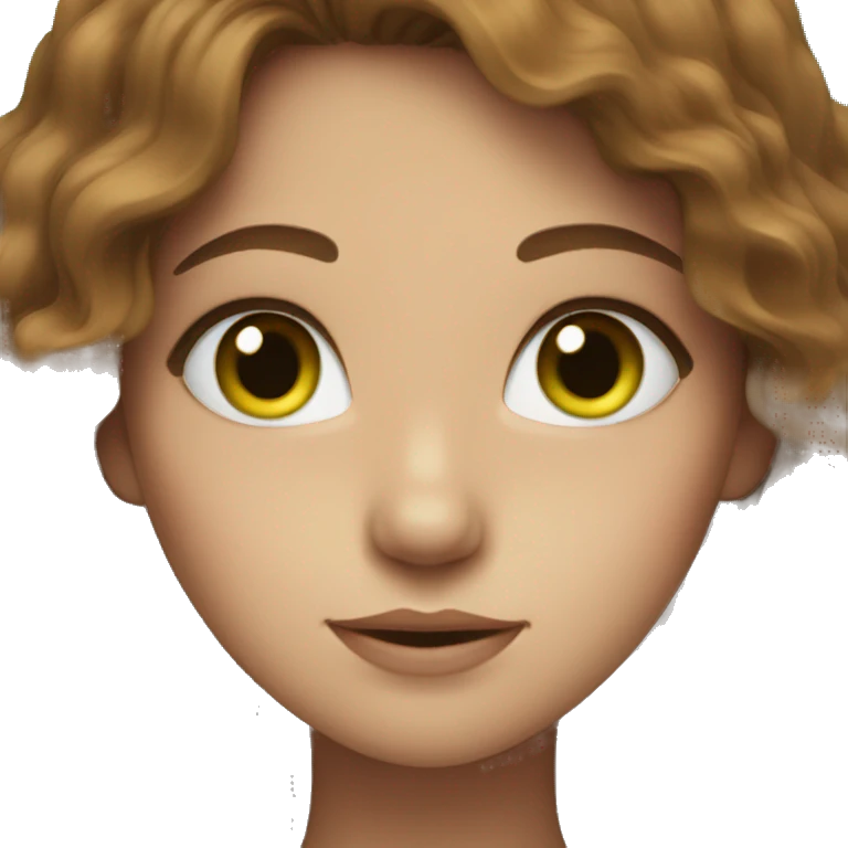 Girl with green eyes and brown wavy hair emoji