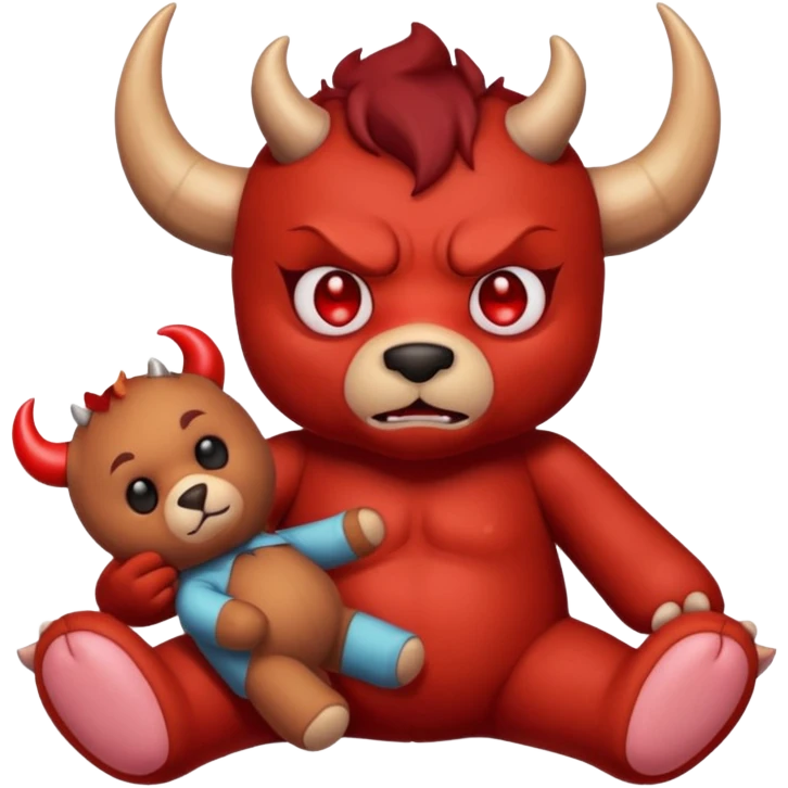 Devil hurting a teddy bear emoji
