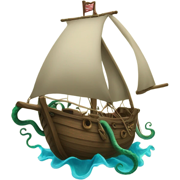 sloop surrounded by Tentacles emoji