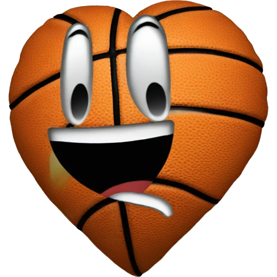 a smiley heart in the color of a basketball emoji
