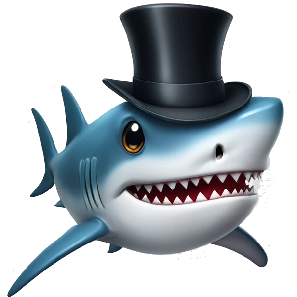 Shark with a top hat emoji