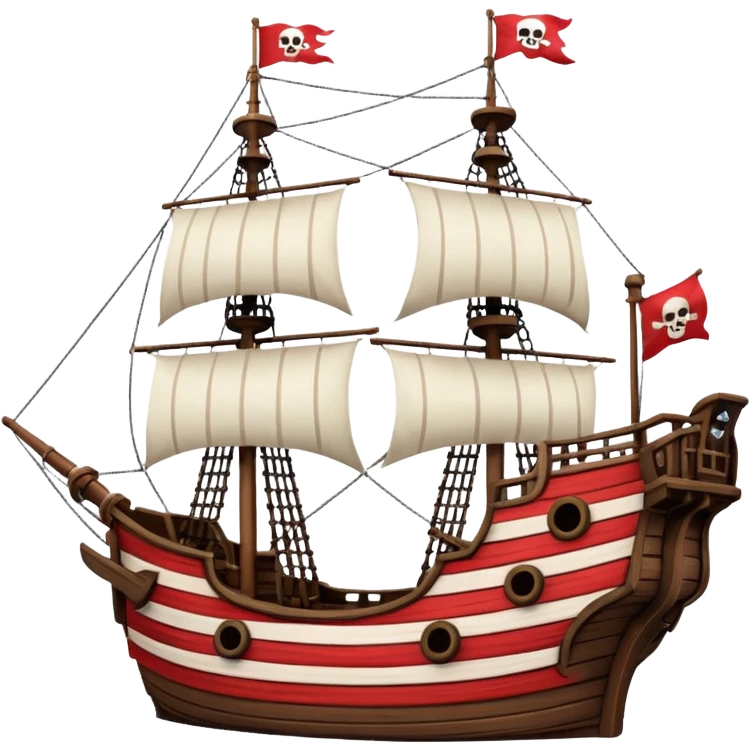 red and white lines pirate ships emoji