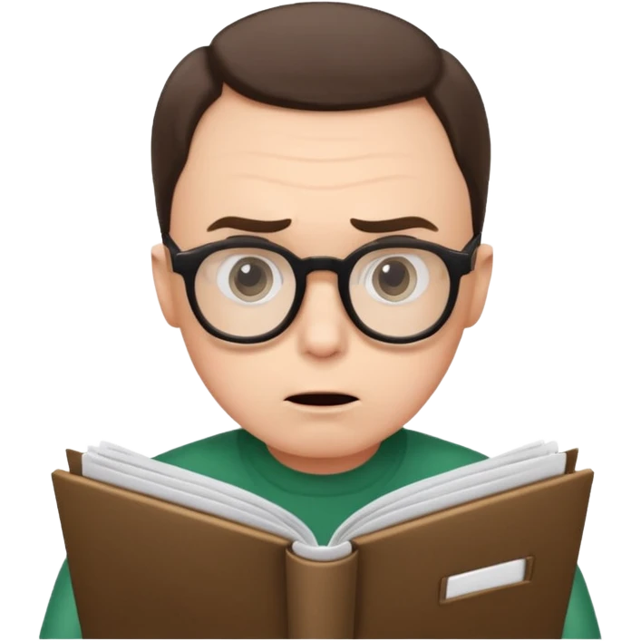 эмоджи  Шелдон (Теория большого взрыва) читает документы и удивляется emoji