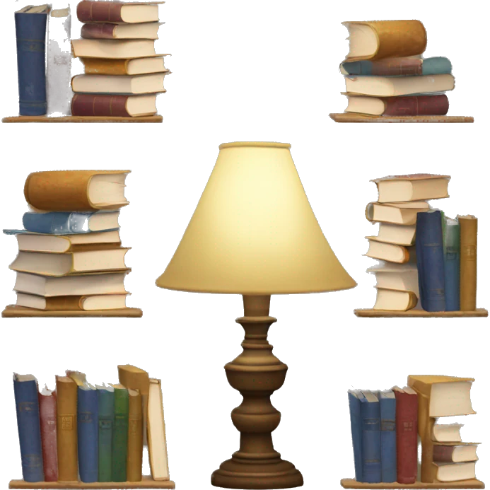 Lamp and stacks of books  emoji