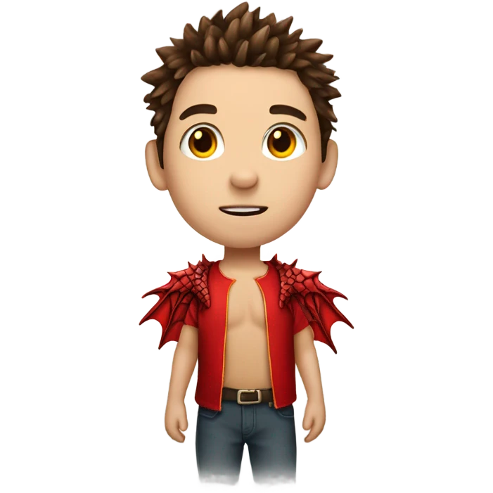 Red Dragon boy dragon with brown hair  emoji