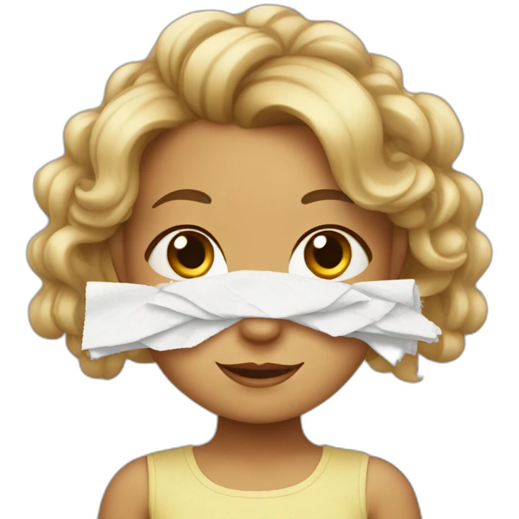 Little girl with napkins in her hair emoji