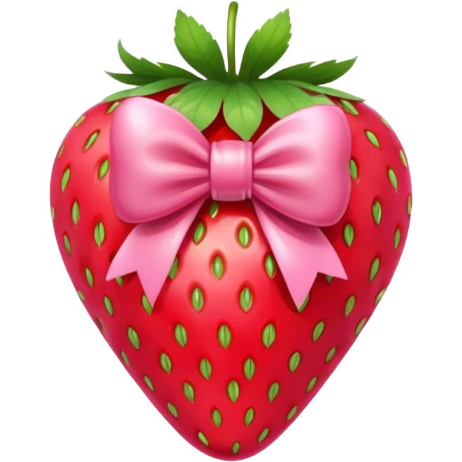 a strawberry with a pink bow emoji