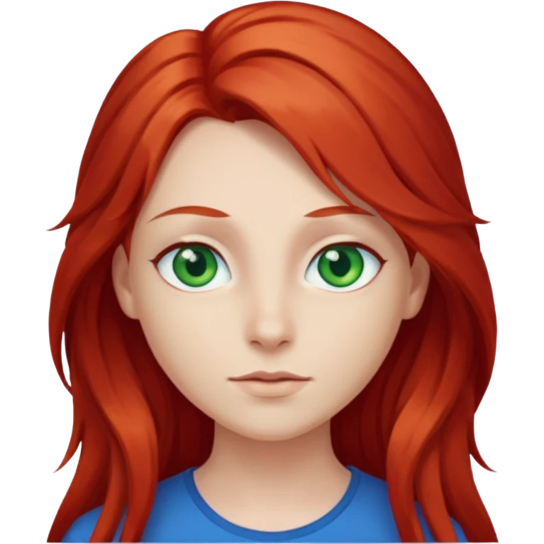 Like the first but her eye green  and blue and her hair red that brolong herwn  emoji