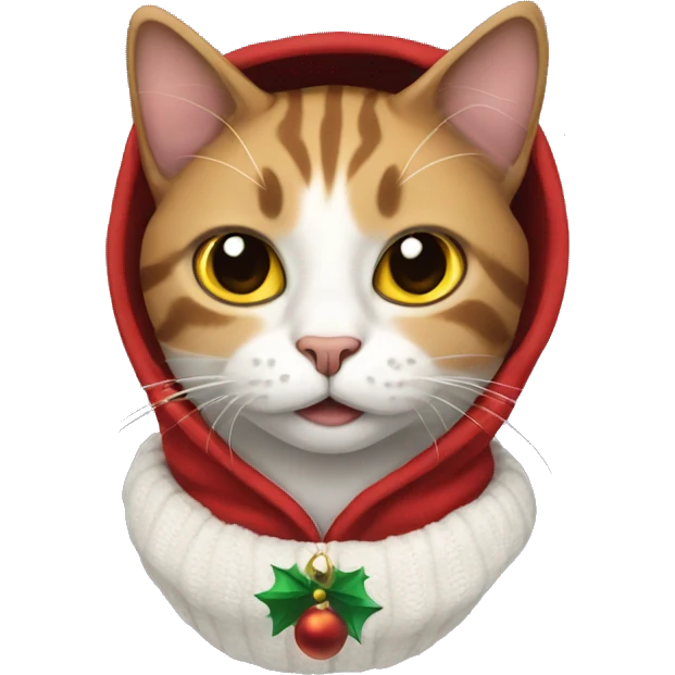 Cat with a christmas hoodie emoji