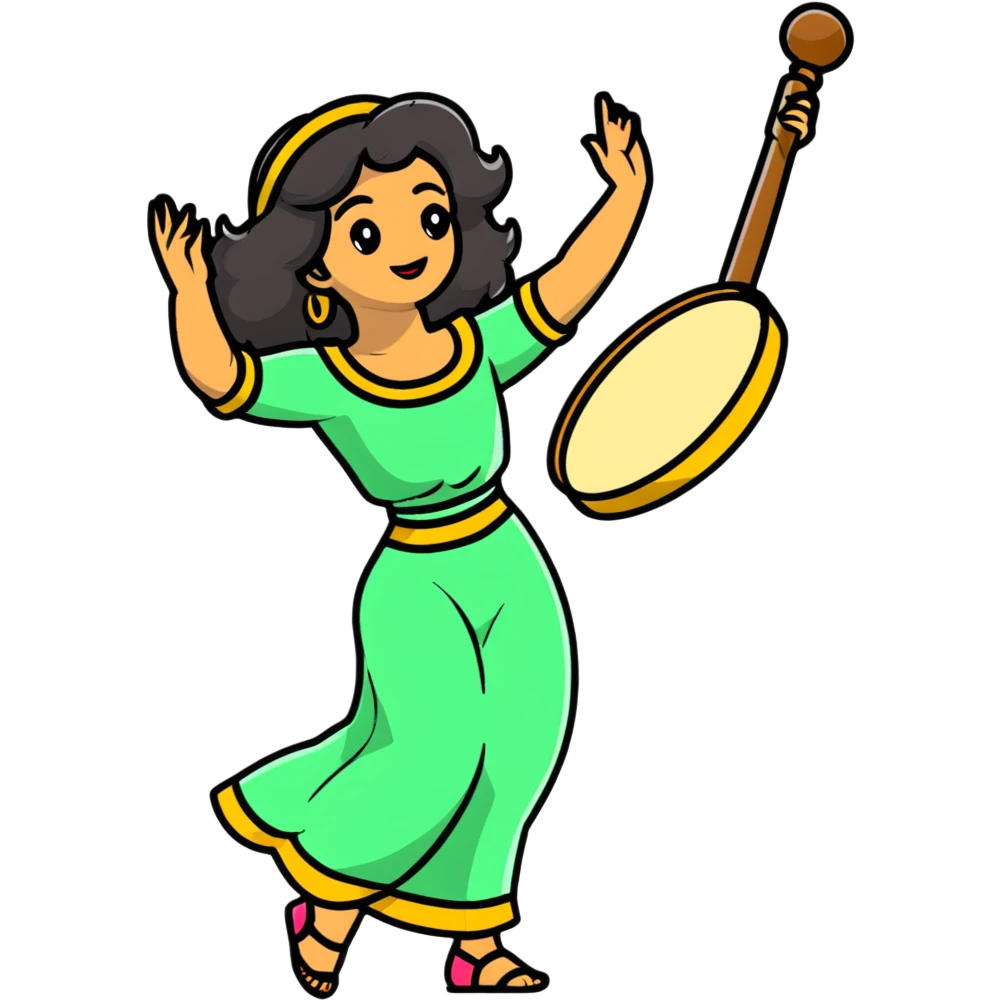 Esmeralda with tambourine dancing emoji