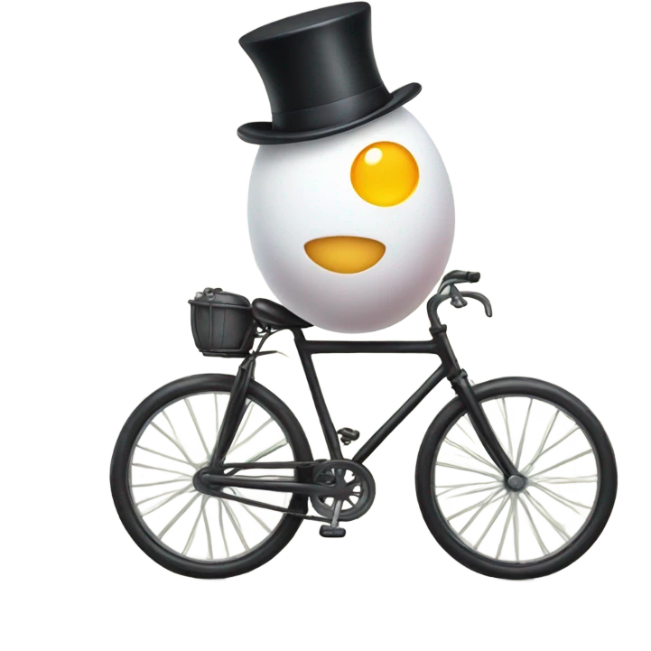 Egg riding a bicycle with a top hat emoji