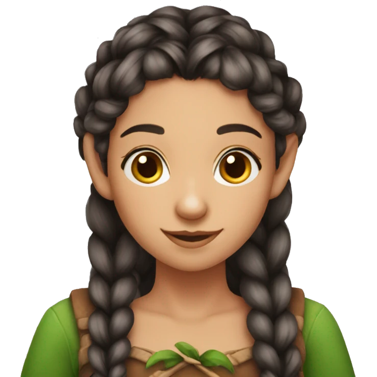 two braid Burnette elf girl  emoji