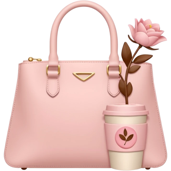 Minimal feminine icon representing girls’ lifestyle, subtle elements of lipstick, coffee cup, flower, handbag merged into one simple symbol, pastel color palette, flat design, modern and friendly, social media–ready. emoji