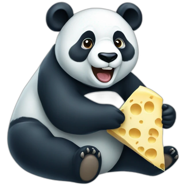 Panda bear eating cheese blue emoji
