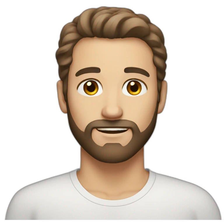white man with brown eyes, brown hairs and beard emoji