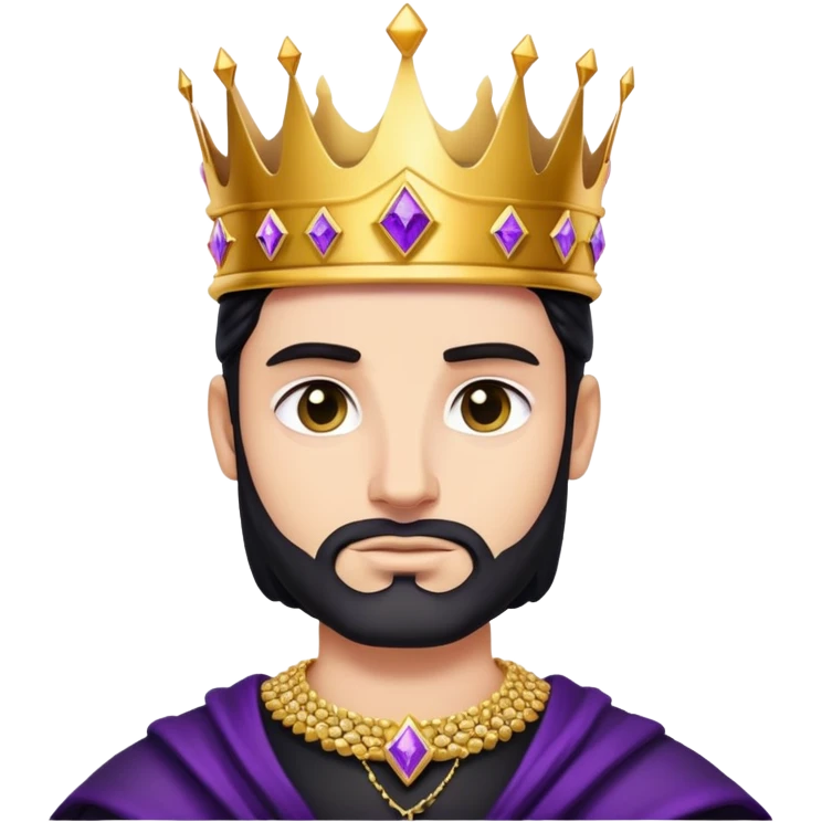 King, golden crown, black clothes, purple diamonds  emoji