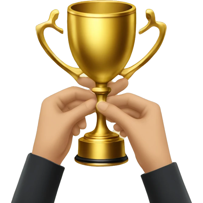 gold win cup in hands emoji