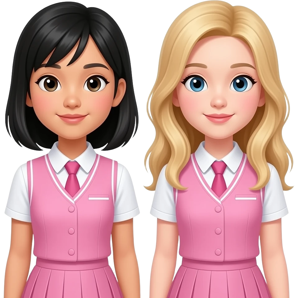 high school girls and boys wearing pink outfits not uniforms make one of the girls asian and one blonde emoji