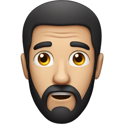 man with black beard scared emoji