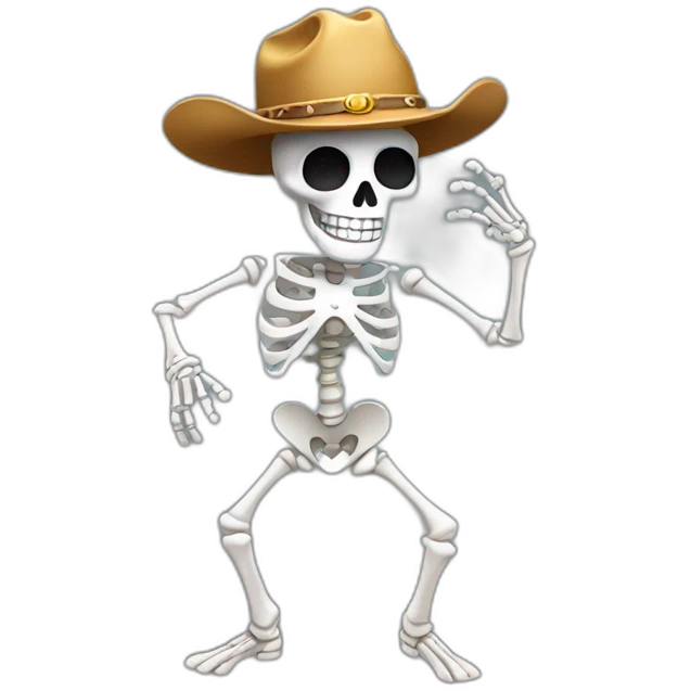 dancing skeleton with cowboy hat emoji