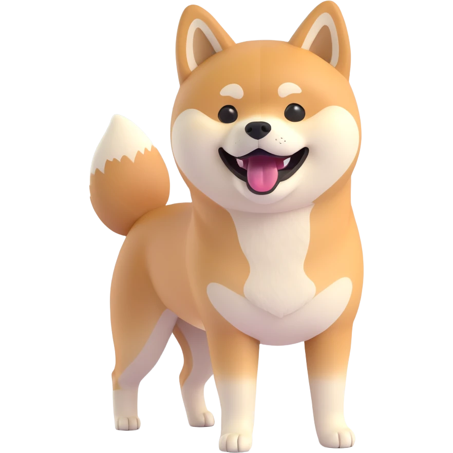 shiba inu standing, laughing emoji