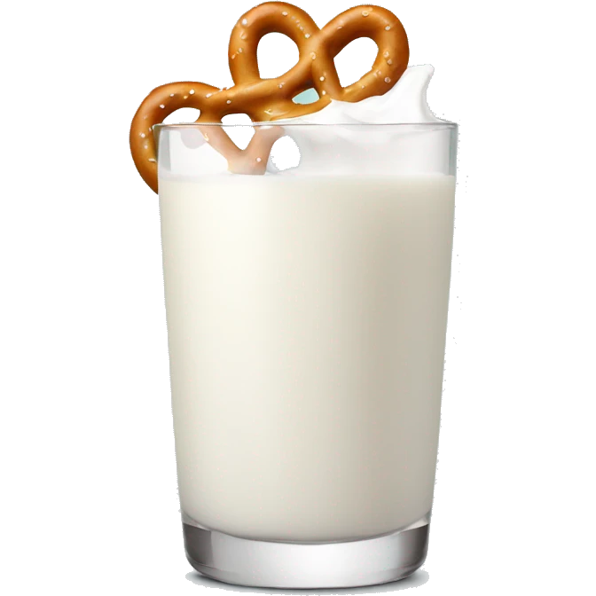 A glass of milk with a pretzel emoji