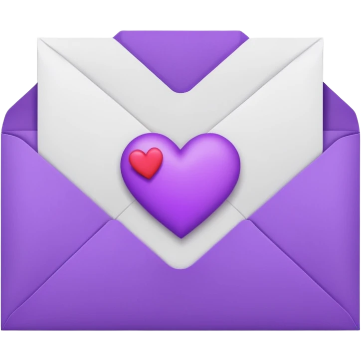 IOS's love letter emoji but with a purple heart instead of a red heart emoji