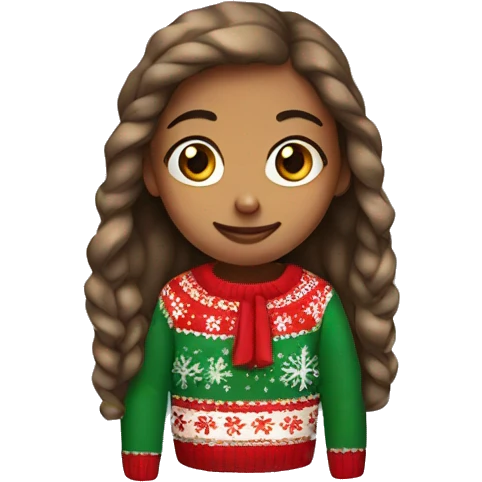 Girl wearing in Christmas sweater  emoji