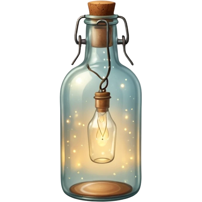 fairy lights in a old antique glass bottle emoji