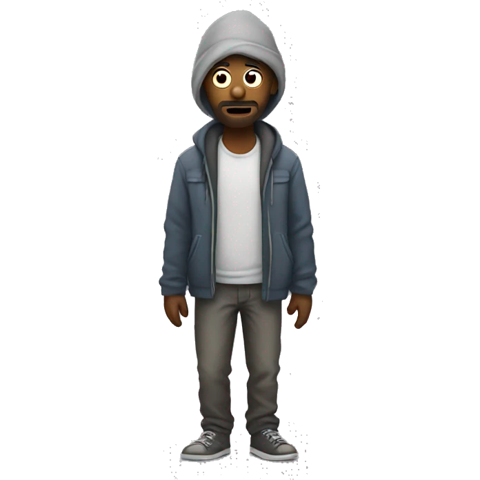 Homeless guy shrugging emoji