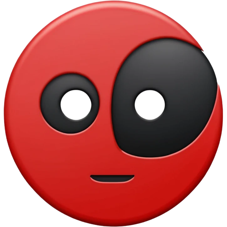 circle emoji, diagonal split red and black, no face emoji