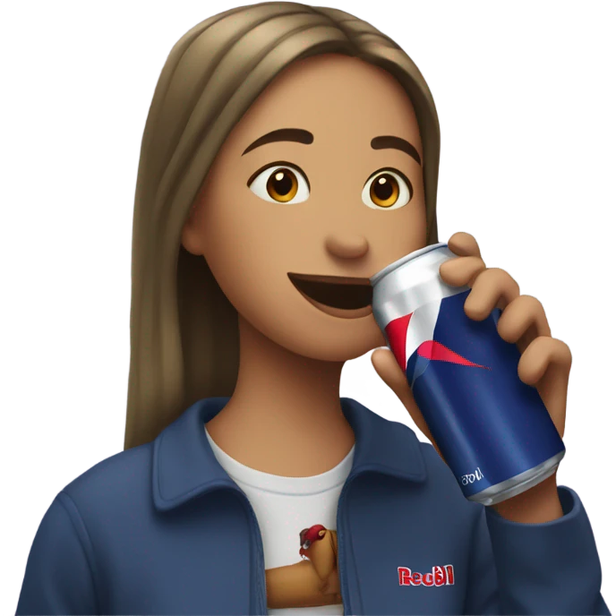 Girl drinking a redbull emoji
