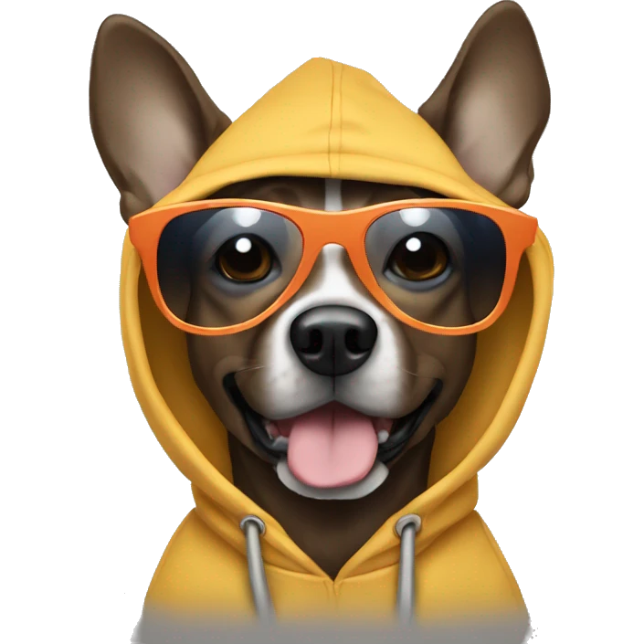 Dog wearing sunglasses and hoodie emoji