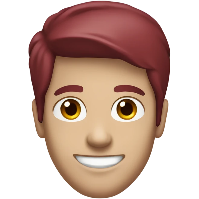 Guy smiling with white hoodie and maroon hair emoji
