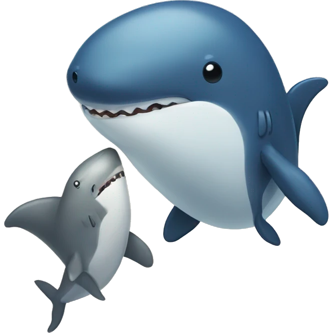 a whale and a shark hugging emoji