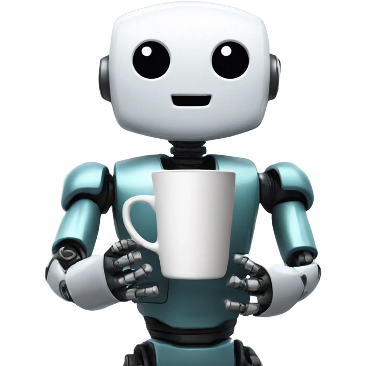 robot with a cup of coffee emoji