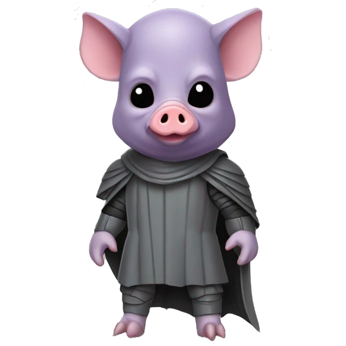 Lavender gray Pig darth Vader mask face pig armadillo walking darth Vader fanned tail feathered tail pig armadillo darth Vader face emoji
