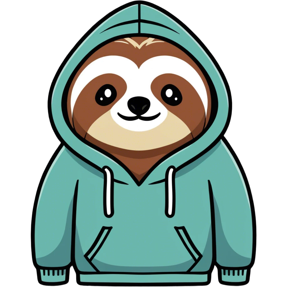 Sloth wearing sweatshirt emoji