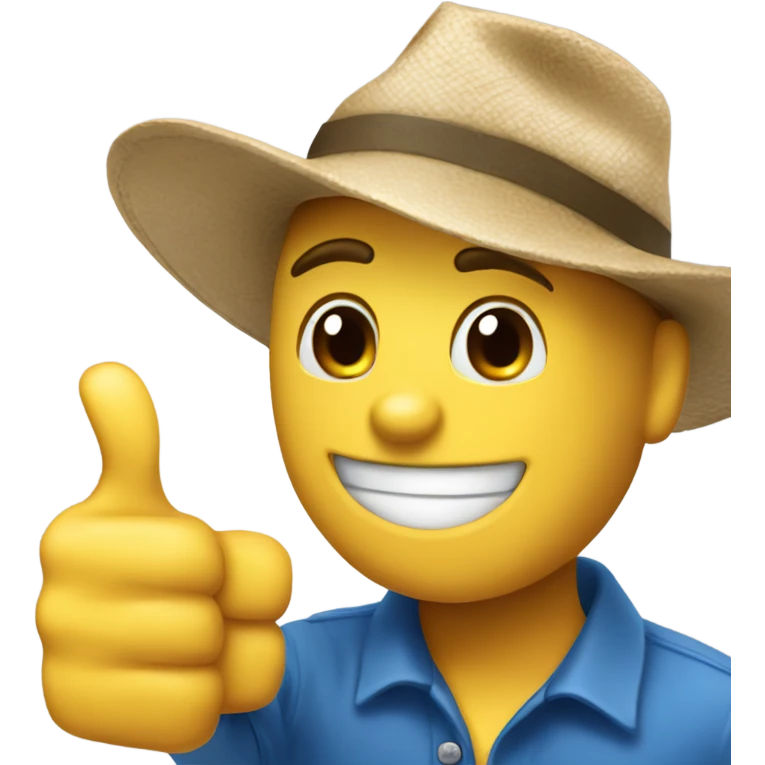Blue thumbs up with a hat emoji