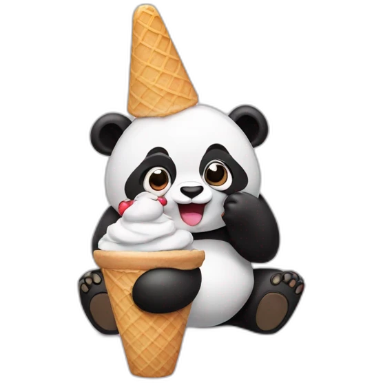 Panda eating ice cream emoji